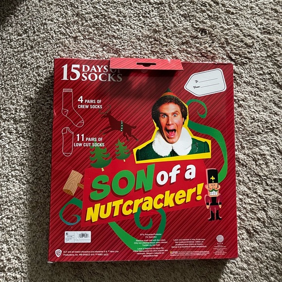 Elf 25 Days Of Christmas Mens Sock Box (15 pair) - Picture 2 of 3